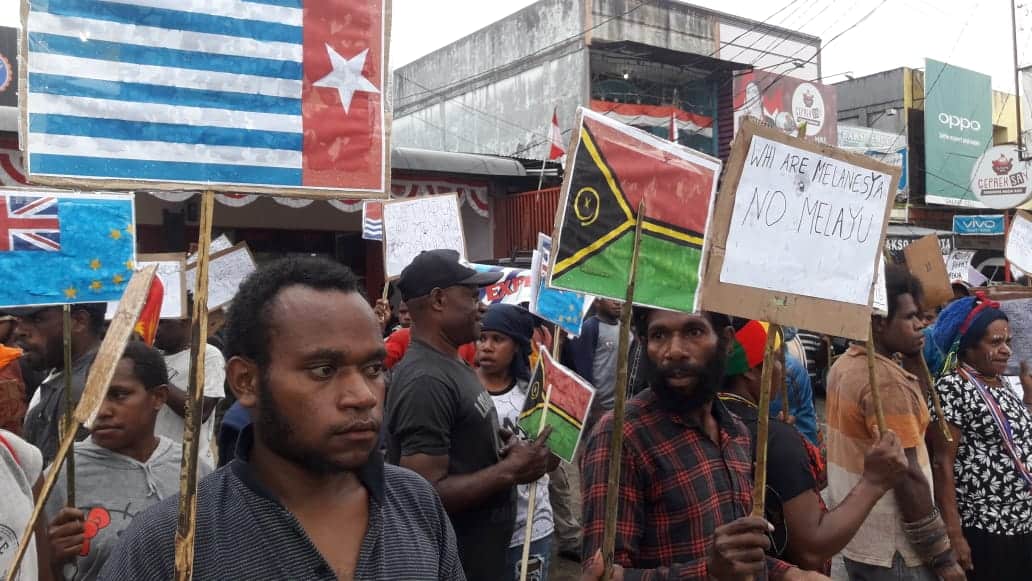 Foto : Aksi demo damai rakyat Papua mendukung PIF di Tuvalu 3 i Papua