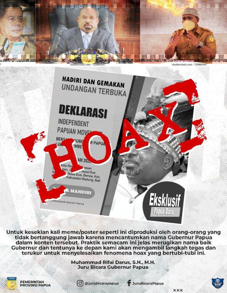 Poster hoax yang beredar soal Gubernur Papua